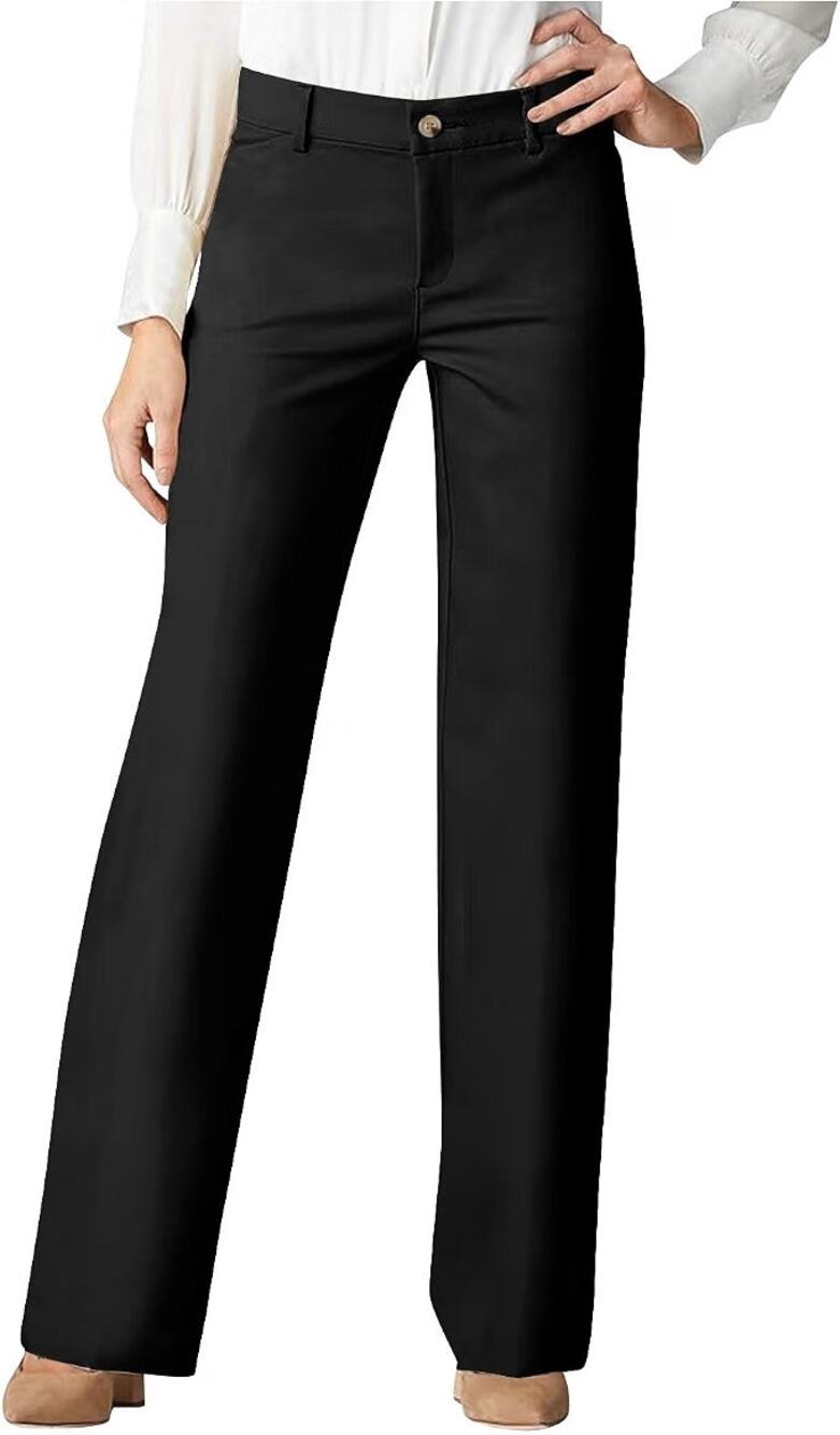 NWT ~ Women's Black High Waisted Tummy Control Straight Leg Dress Pants ~ XL